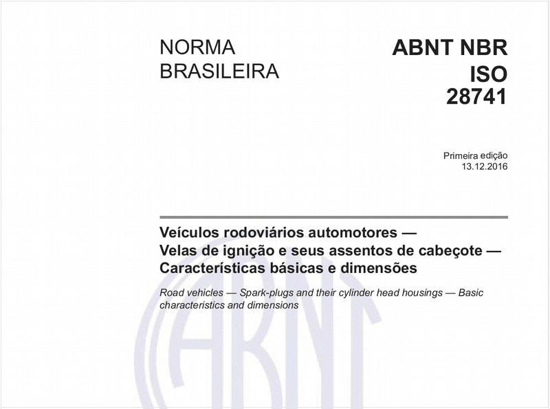 Veículos rodoviários automotores - Velas de ignição e seus assentos de cabeçote - Características básicas e dimensões