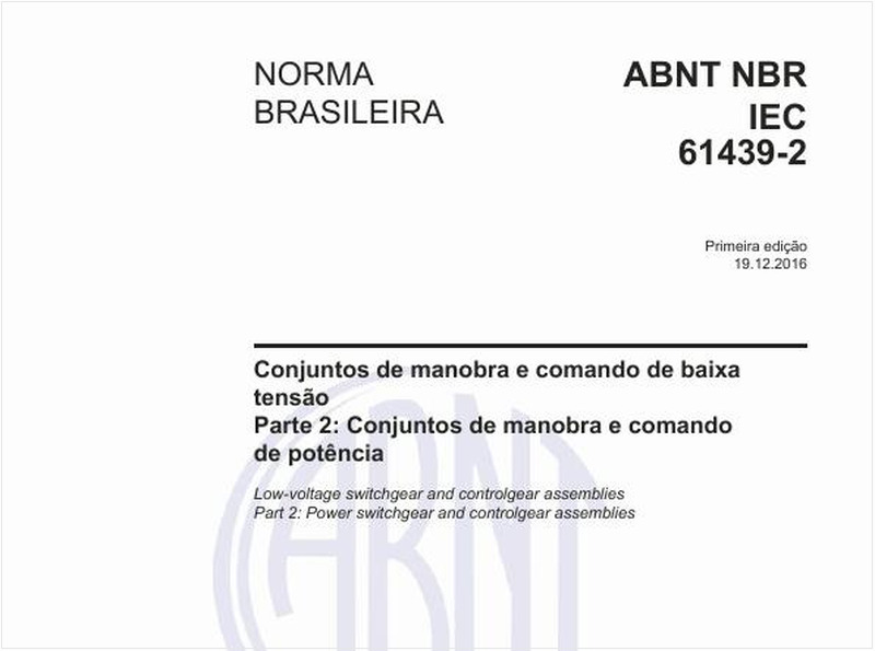 Conjuntos de manobra e comando de baixa tensão - Parte 2: Conjuntos de manobra e comando de potência
