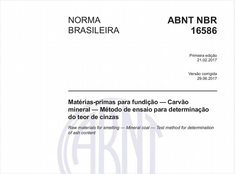 Carvão mineral - Determinação do teor de cinzas