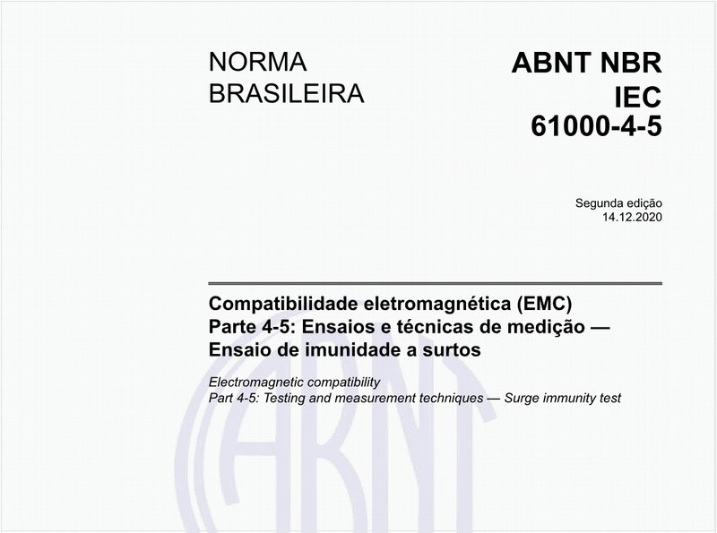 Compatibilidade eletromagnética (EMC) - Parte 4-5: Ensaios e técnicas de medição — Ensaio de imunidade a surtos