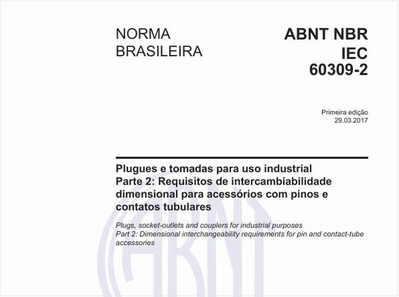 Plugues e tomadas para uso industrial - Parte 2: Requisitos de intercambiabilidade dimensional para acessórios com pinos e contatos tubulares