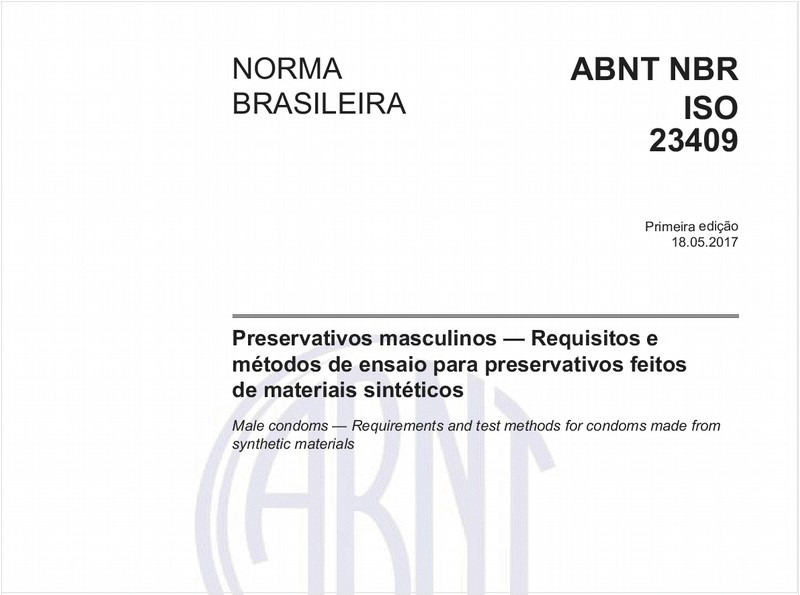 Preservativos masculinos — Requisitos e métodos de ensaio para preservativos feitos de materiais sintéticos