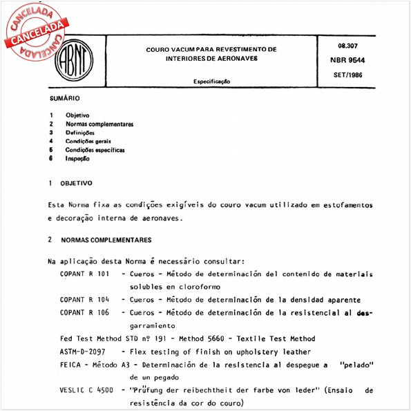Couro vacum para revestimento de interiores de aeronaves