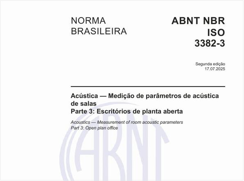 Acústica — Medição de parâmetros de acústica de salas - Parte 3: Escritórios de planta aberta