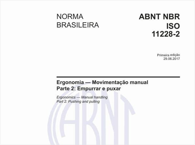 Ergonomia — Movimentação manual - Parte 2: Empurrar e puxar