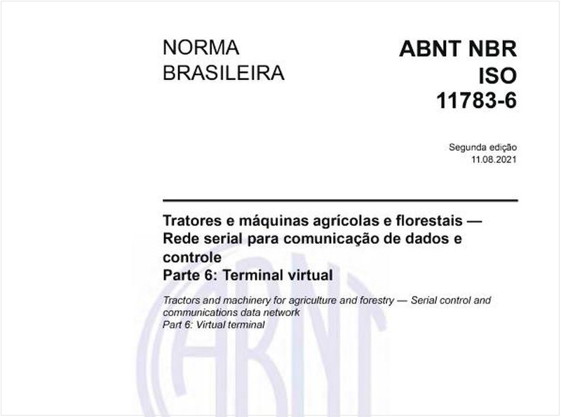 Tratores e máquinas agrícolas e florestais - Rede serial para comunicação de dados e controle - Parte 6: Terminal virtual