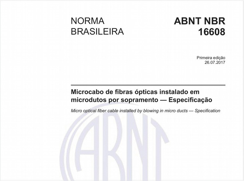Microcabo de fibras ópticas instalado em microdutos por sopramento — Especificação