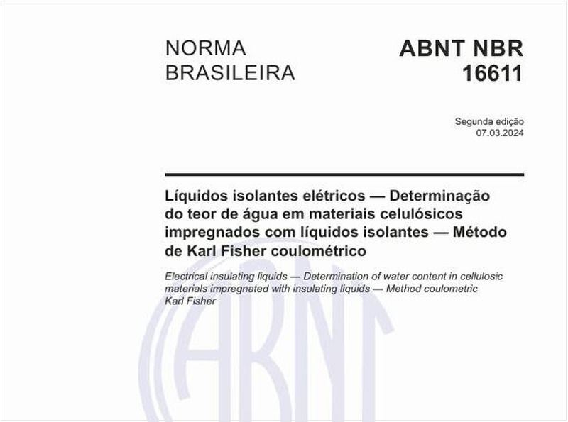 Líquidos isolantes elétricos — Determinação do teor de água em materiais celulósicos impregnados com líquidos isolantes — Método de Karl Fisher coulométrico
