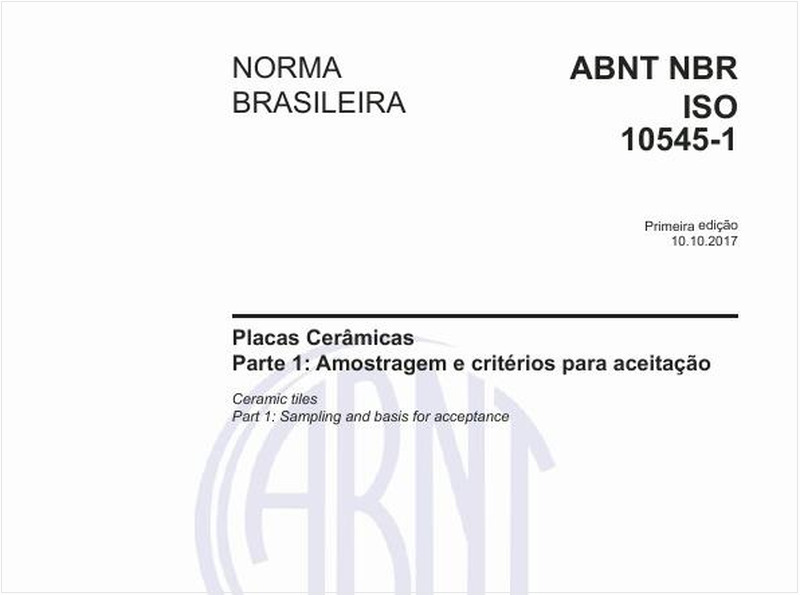 Placas Cerâmicas - Parte 1: Amostragem e critérios para aceitação