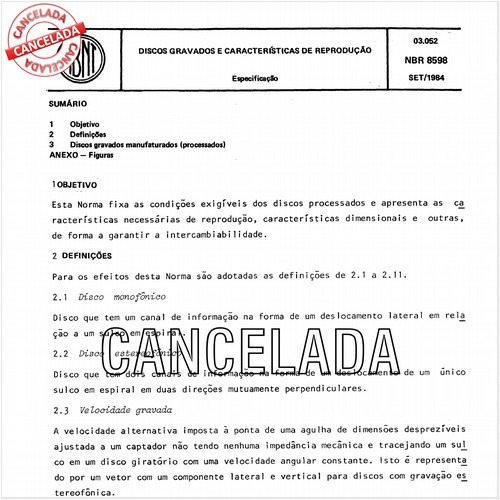 Discos gravados e características de reprodução