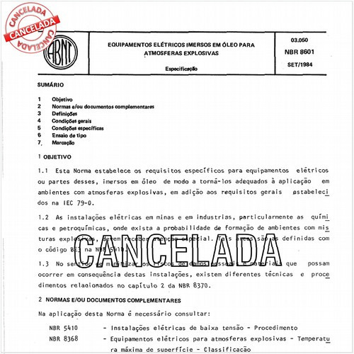 Equipamentos elétricos imersos em óleo para atmosferas explosivas