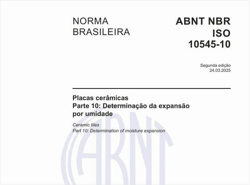 Placas Cerâmicas - Parte 10: Determinação da expansão por umidade