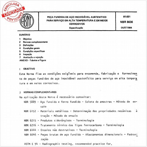 Peça fundida de aço inoxidável austenítico para serviço em alta temperatura e em meios corrosivos