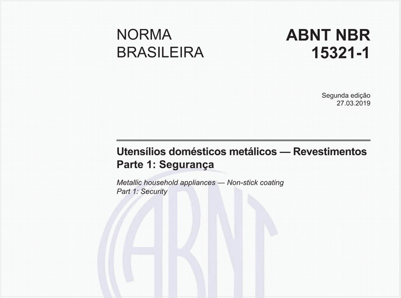 Utensílios domésticos metálicos - Revestimentos - Parte 1: Segurança