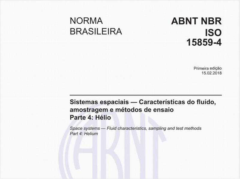 Sistemas espaciais — Características do fluído, amostragem e métodos de ensaio - Parte 4: Hélio