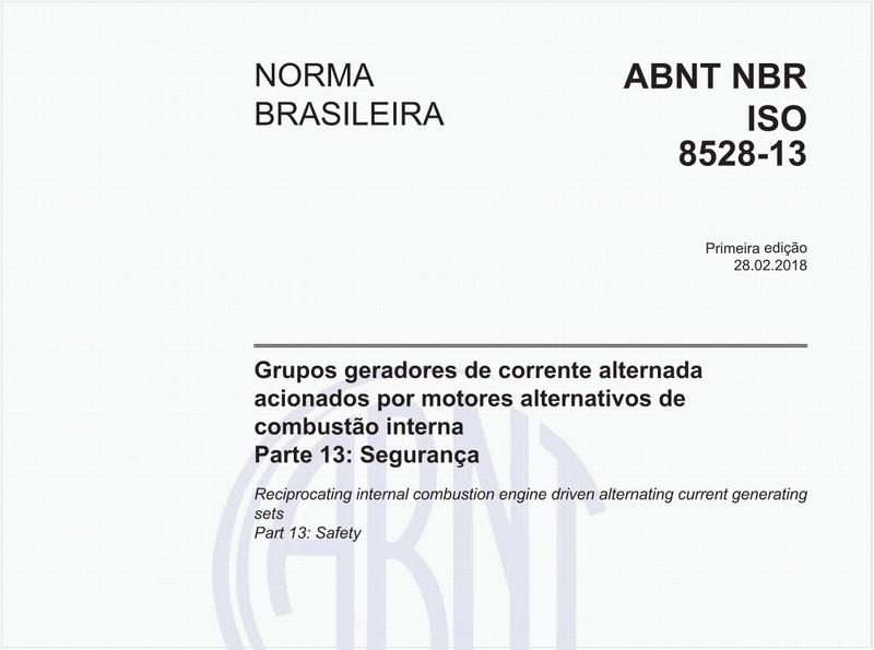 Grupos geradores de corrente alternada acionados por motores alternativos de combustão interna - Parte 13: Segurança