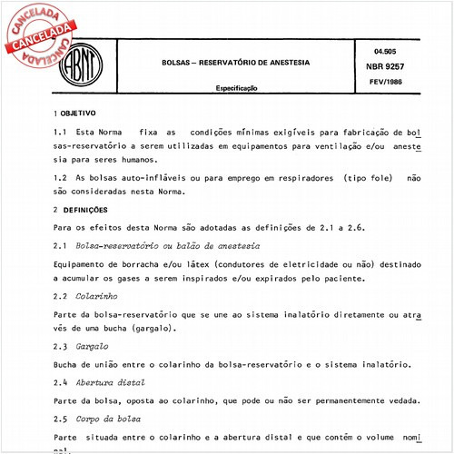 Bolsas - Reservatório de anestesia