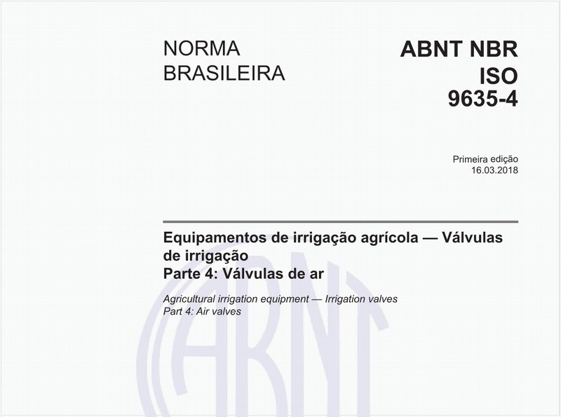 Equipamentos de irrigação agrícola - Válvulas de irrigação - Parte 4: Válvulas de ar