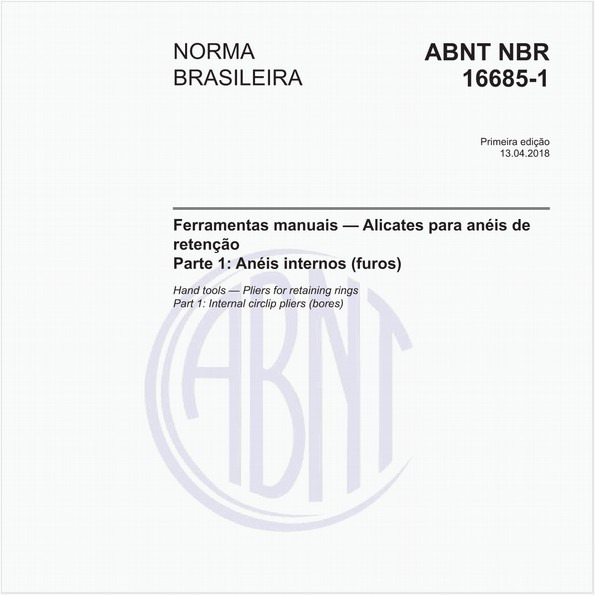 Ferramentas manuais - Alicates para anéis de retenção - Parte 1: Anéis internos (furos)