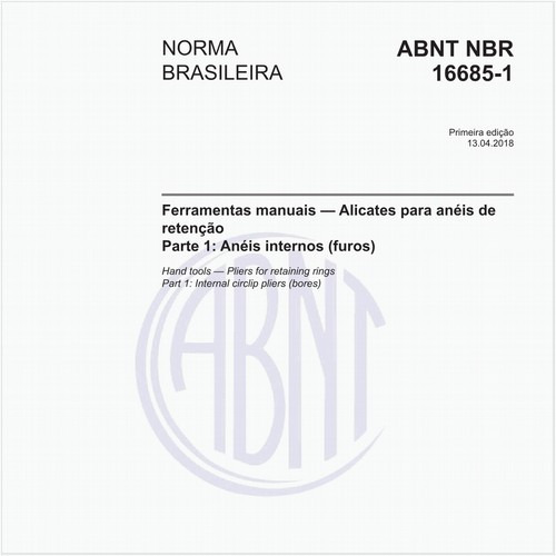 Ferramentas manuais - Alicates para anéis de retenção - Parte 1: Anéis internos (furos)