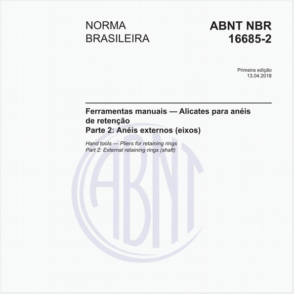 Ferramentas manuais - Alicates para anéis de retenção - Parte 2: Anéis externos (eixos)