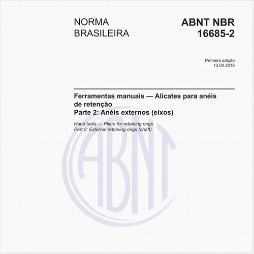 Ferramentas manuais - Alicates para anéis de retenção - Parte 2: Anéis externos (eixos)