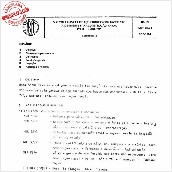 Válvula gaveta de aço fundido com haste não ascendente para construção naval - PN-10 - Série "M"