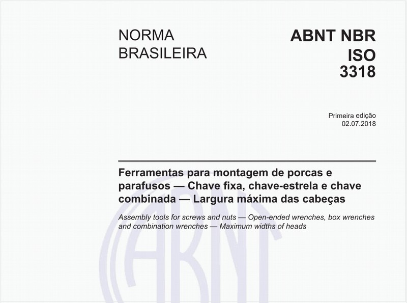Ferramentas para montagem de porcas e parafusos - Chave fixa, chave-estrela e chave combinada - Largura máxima das cabeças