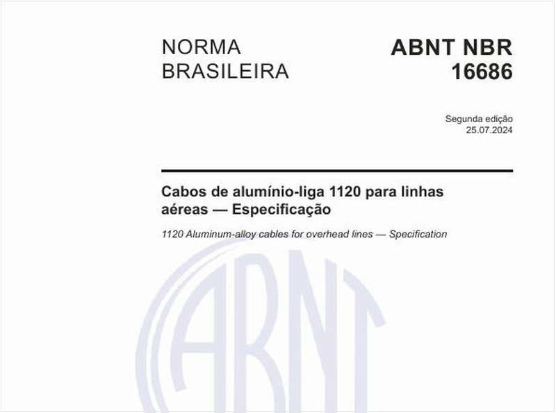 Cabos de alumínio-liga 1120 para linhas aéreas — Especificação