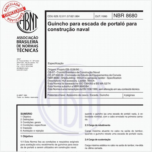 Guincho para escada de portaló para construção naval