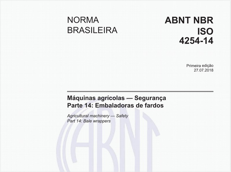 Máquinas agrícolas - Segurança - Parte 14: Embaladoras de fardos