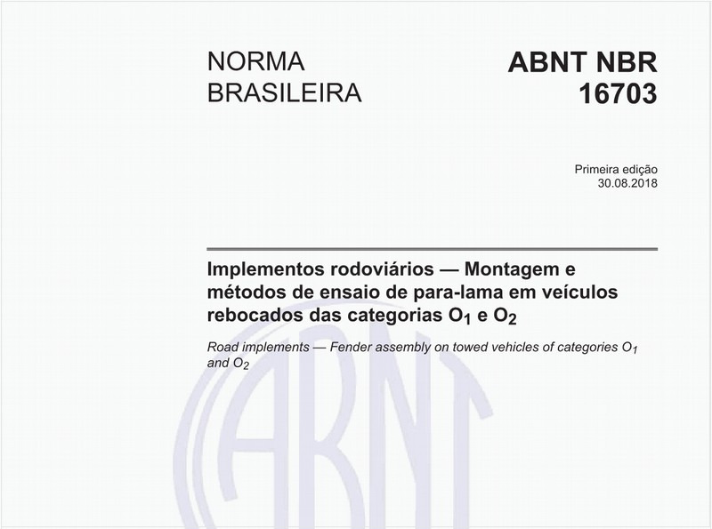 Implementos rodoviários - Montagem e métodos de ensaio de para-lama em veículos rebocados das categorias O1 e O2