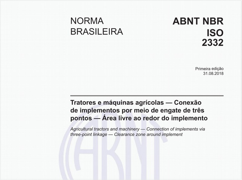 Tratores e máquinas agrícolas - Conexão de implementos por meio de engate de três pontos - Área livre ao redor do implemento