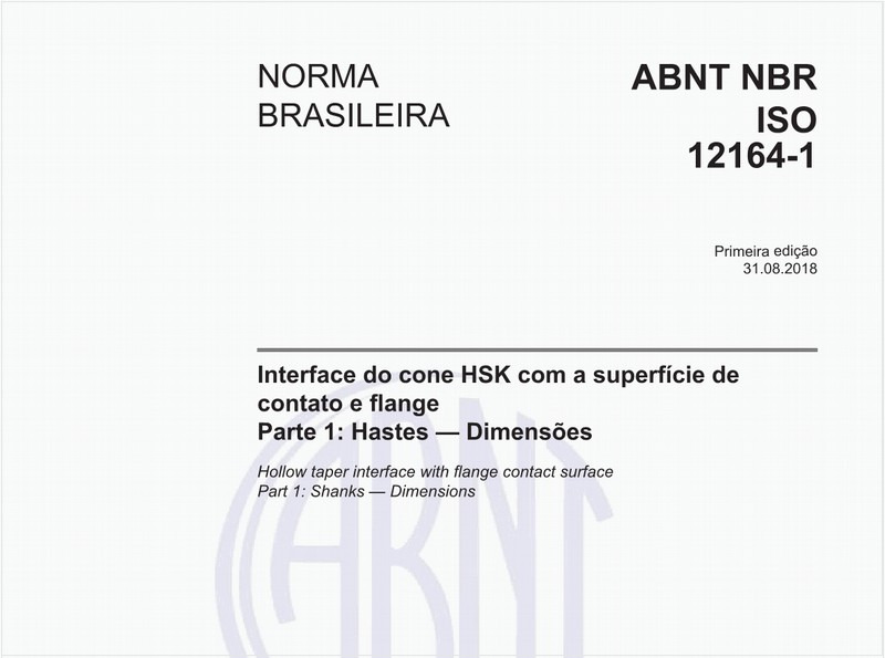 Interface do cone HSK com a superfície de contato e flange - Parte 1: Hastes - Dimensões