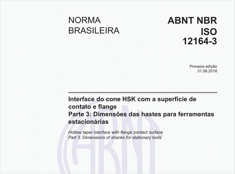Interface do cone HSK com a superfície de contato e flange - Parte 3: Dimensões das hastes para ferramentas estacionárias