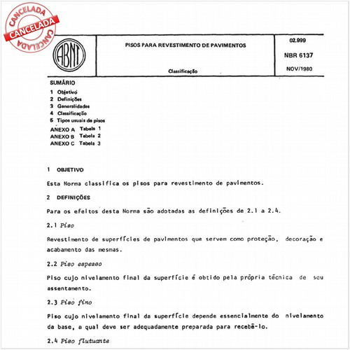 Pisos para revestimento de pavimentos