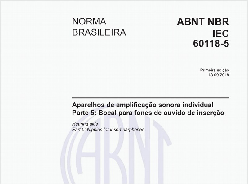 Aparelhos de amplificação sonora individual - Parte 5: Bocal para fones de ouvido de inserção