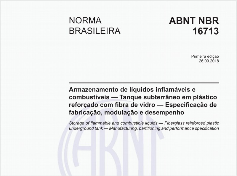 Armazenamento de líquidos inflamáveis e combustíveis - Tanque subterrâneo em plástico reforçado com fibra de vidro - Especificação de fabricação, modulação e desempenho