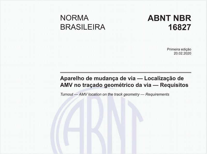 Aparelho de mudança de via — Localização de AMV no traçado geométrico da via — Requisitos