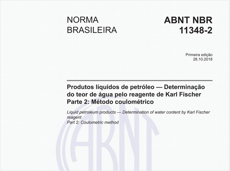 Produtos líquidos de petróleo - Determinação do teor de água pelo reagente de Karl Fischer - Parte 2: Método coulométrico