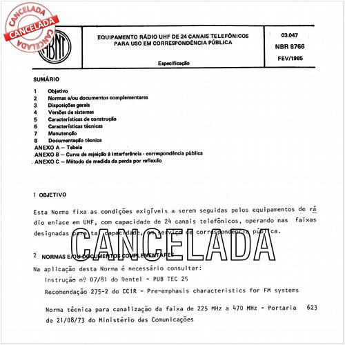 Equipamento rádio UHF de 24 canais telefônicos para uso em correspondência pública