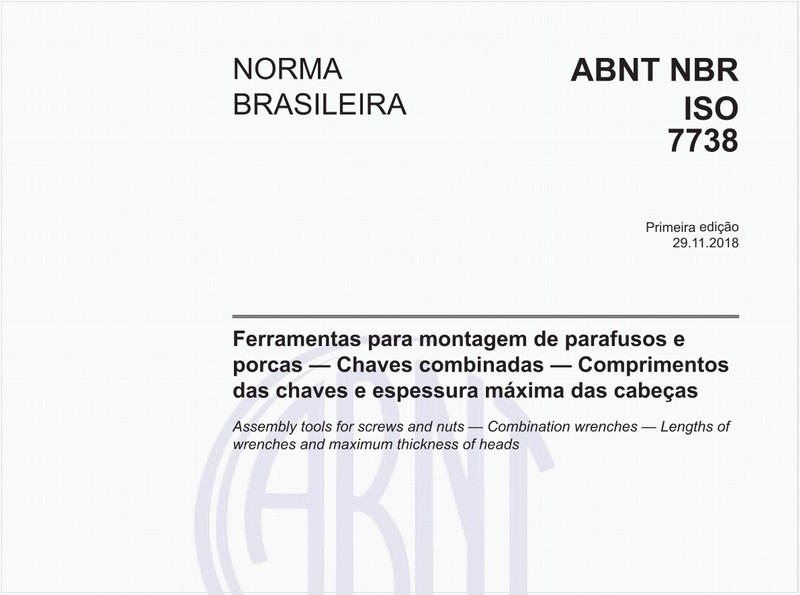 Ferramentas para montagem de parafusos e porcas — Chaves combinadas — Comprimentos das chaves e espessura máxima das cabeças