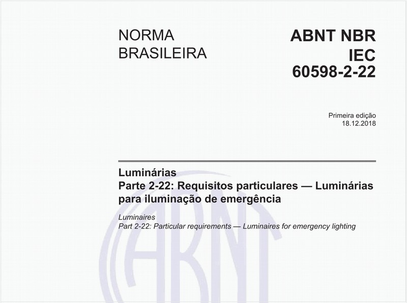 Luminárias - Parte 2-22: Requisitos particulares - Luminárias para iluminação de emergência