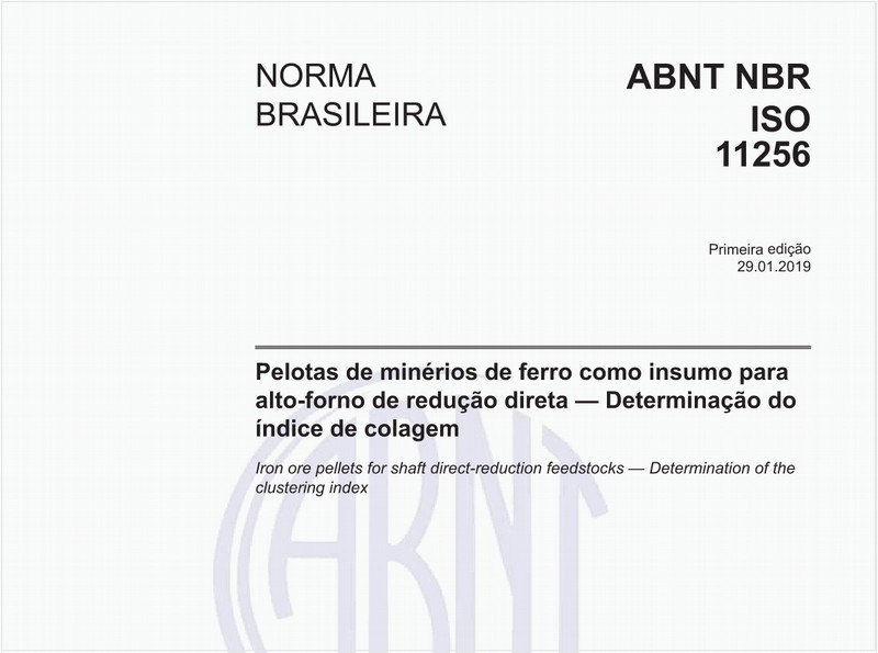 Pelotas de minérios de ferro como insumo para alto-forno de redução direta - Determinação do índice de colagem