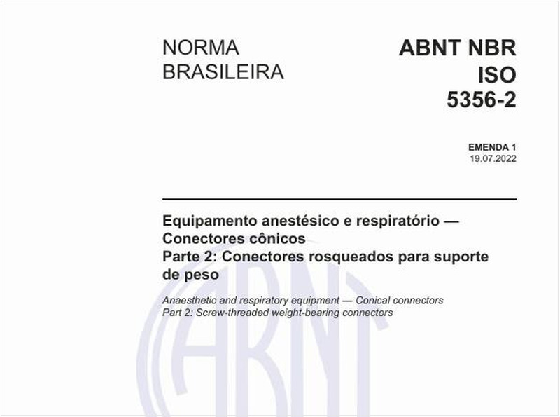 Equipamento anestésico e respiratório - Conectores cônicos - Parte 2: Conectores rosqueados para suporte de peso