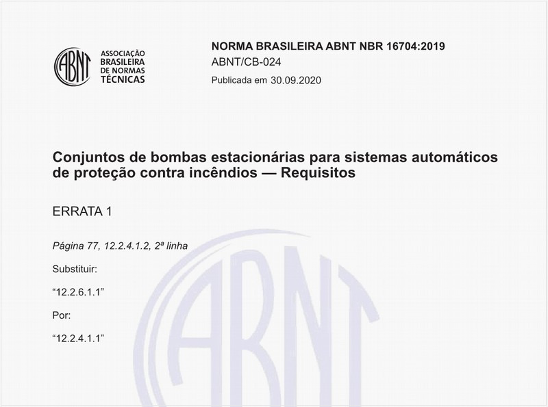Conjuntos de bombas estacionárias para sistemas automáticos de proteção contra incêndios - Requisitos