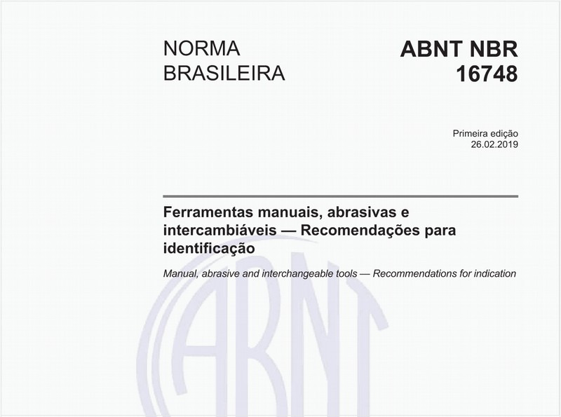 Ferramentas manuais, abrasivas e intercambiáveis - Recomendações para identificação