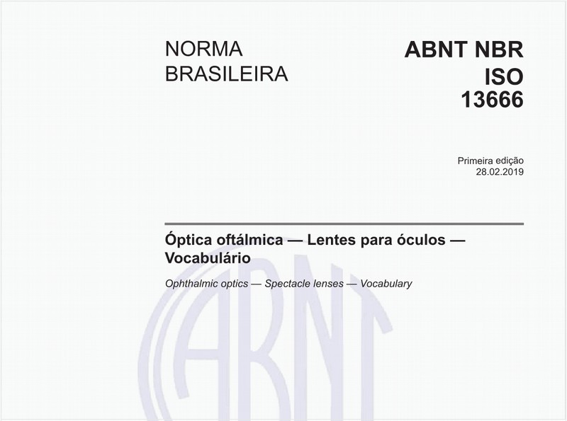 Óptica oftálmica - Lentes para óculos - Vocabulário