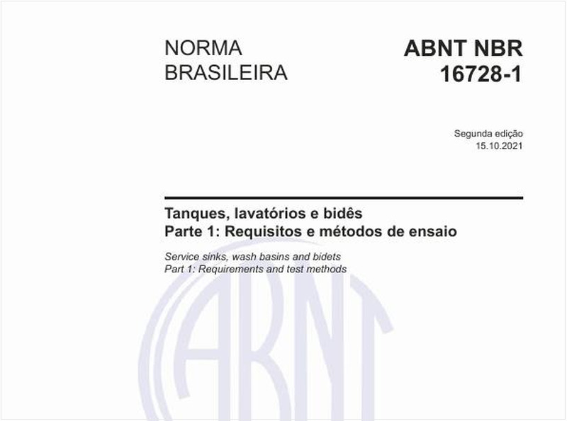Tanques, lavatórios e bidês - Parte 1: Requisitos e métodos de ensaio