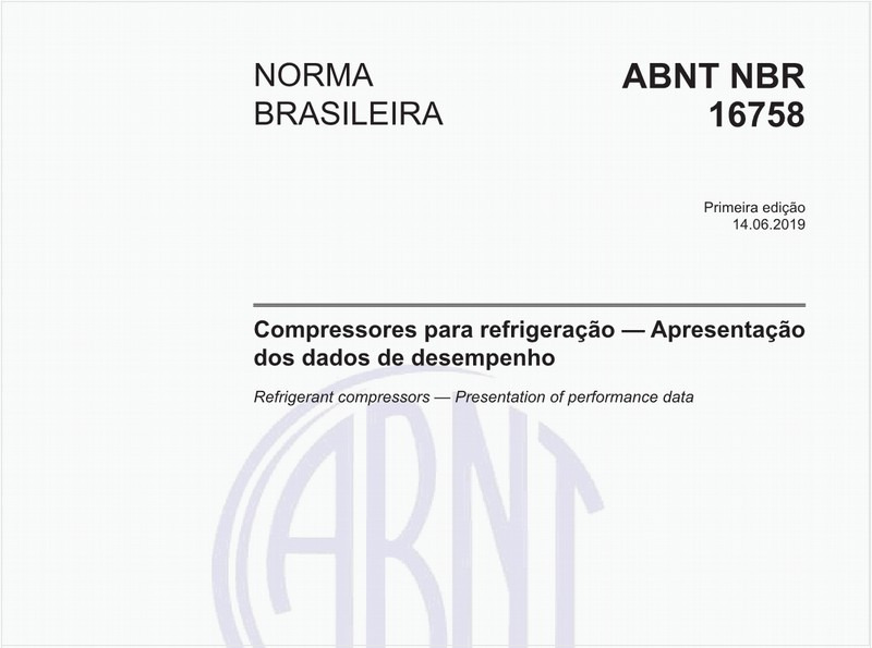 Compressores para refrigeração - Apresentação dos dados de desempenho